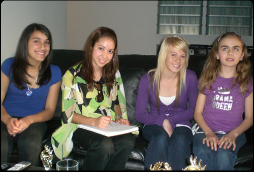 Roxanne's students Alaina, Holly and Lara talking with the journalist from The Hills Times about their recent wins at the Castle Hill Performing Arts Eisteddfod