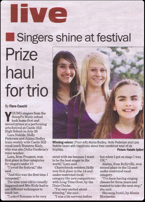 article about Alaina, Holly and Lara in the Northern News by journalist Flora Cauchi with photograph by Natalie Spiteri